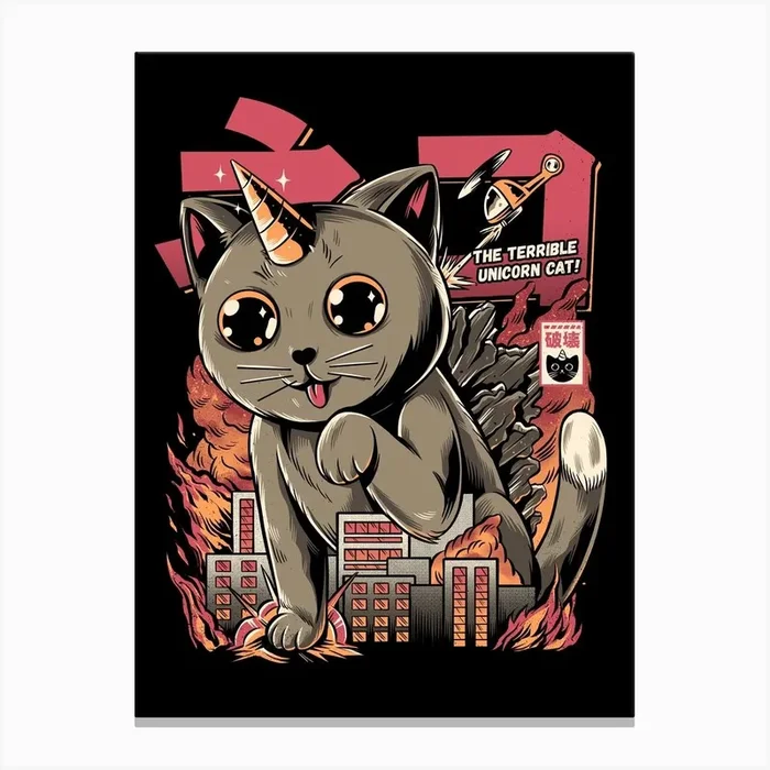 Catzilla Canvas Print by ilustrata