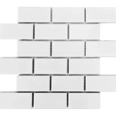 CC Mosaics Snow White Bright (12×12 2×4 T‑Brick Mosaic)