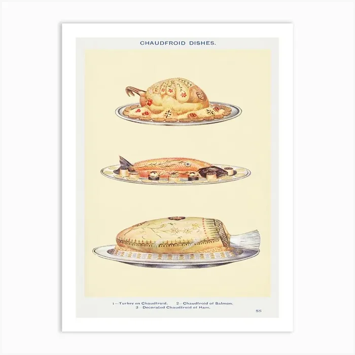 Chaudfroid Dished Turkey Art Print by Fy! Classic Art Prints and Posters