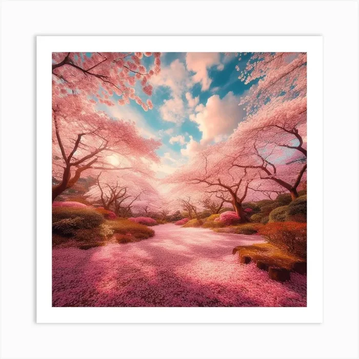 Cherry Blossoms 2 Art PrintA by Aymen