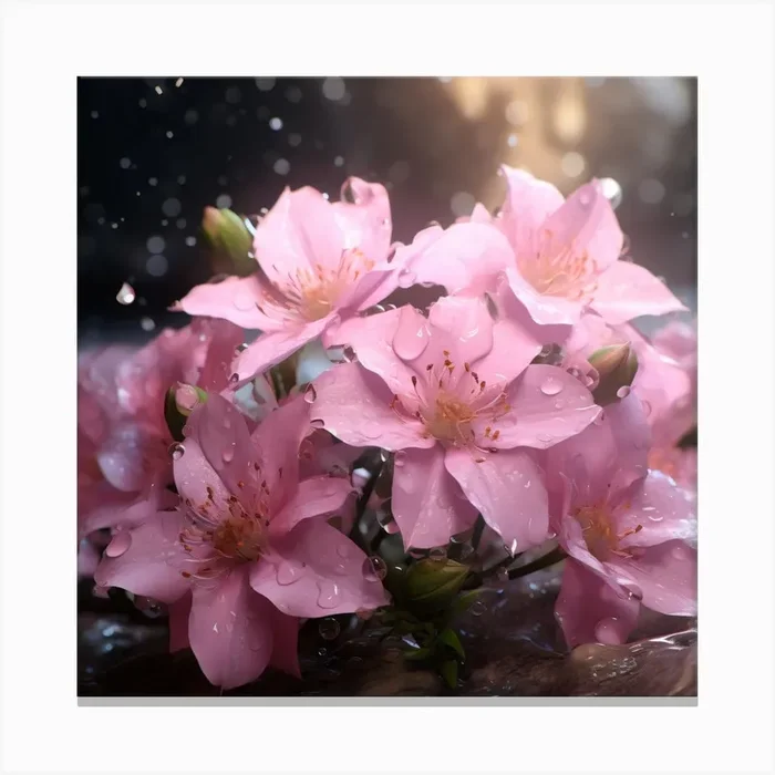 Cherry Blossoms In The Rain Canvas PrintC by Crazy