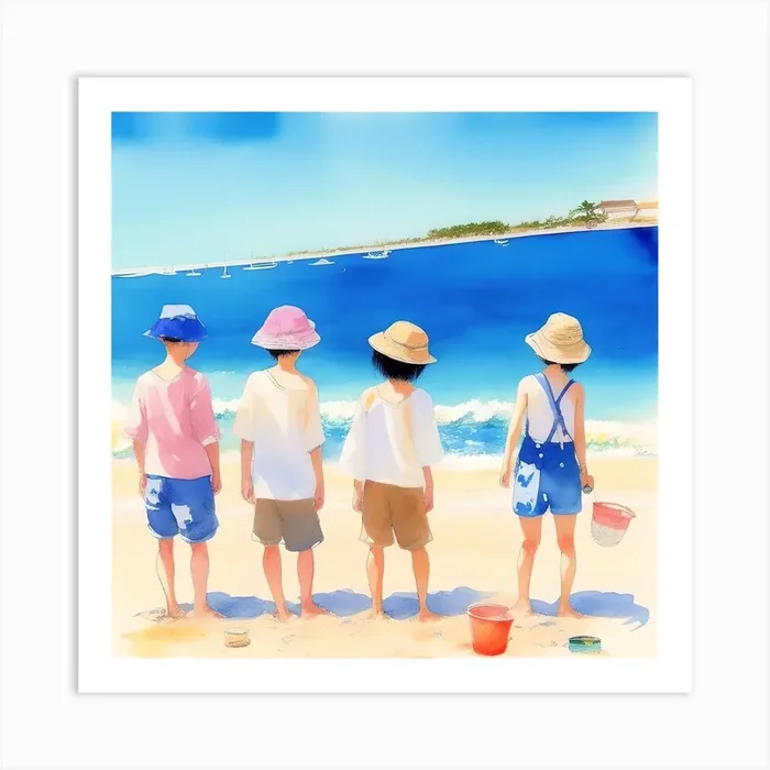Children At The Beach Art Print by artesia