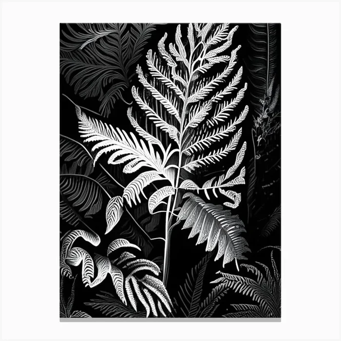 Christmas Fern Wildflower Linocut 2 Canvas PrintWS by Wildflower Studio