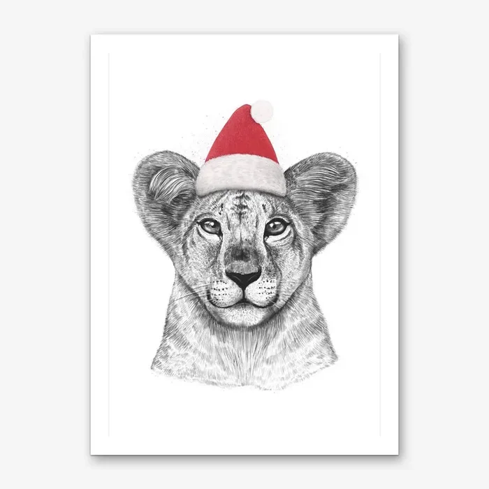 Christmas Princess Lioness Art Print by Valeriya Korenkova