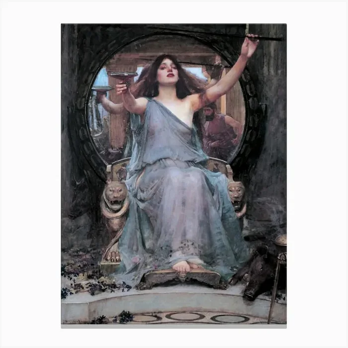 Circe Offering the Cup to Ulysses by John William Waterhouse – Remastered Fine Art HD Print for Mythological Pagan Witch Feature Gallery Wall Powerful Canvas PrintFS by Free Spirits & Hippies