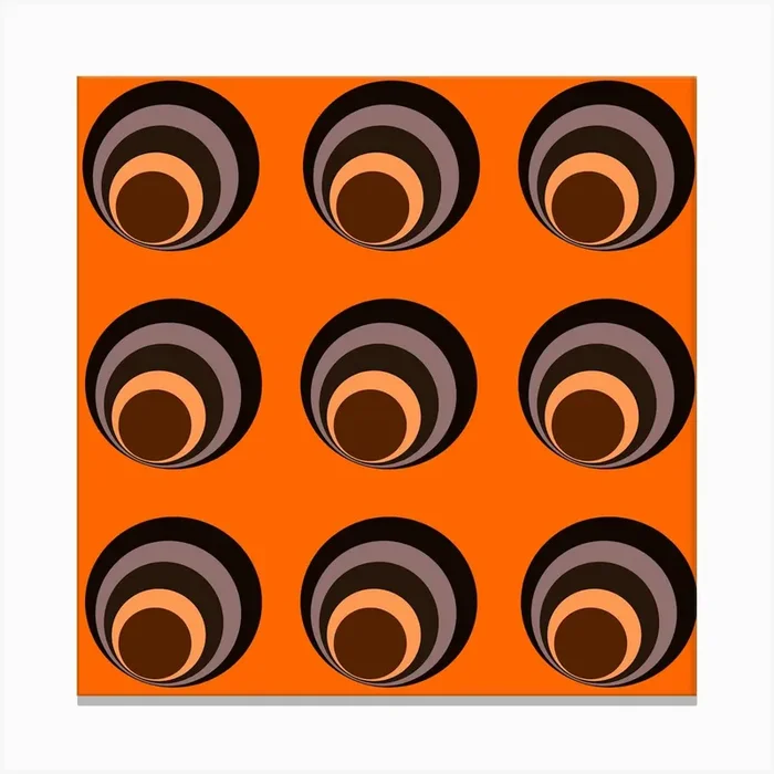 Circles On An Orange Background Canvas Print by Layla Oz