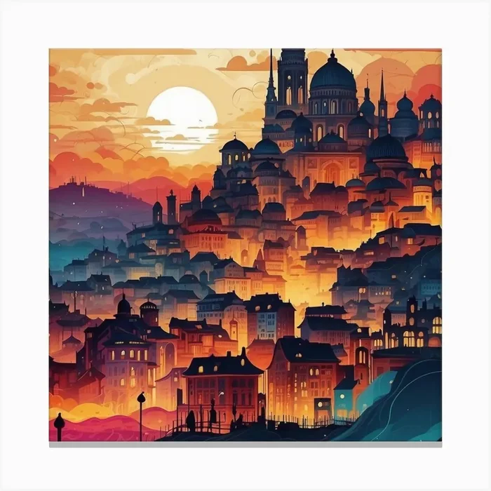City At Sunset Canvas PrintCO by Canvas of Creativity