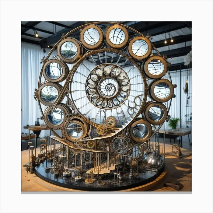 Clock In A Museum Canvas Print by Indoor Nature Factory