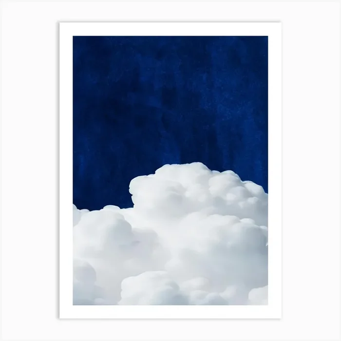 Cloud Navy Blue 1 Art Print by Lucent Art Shop