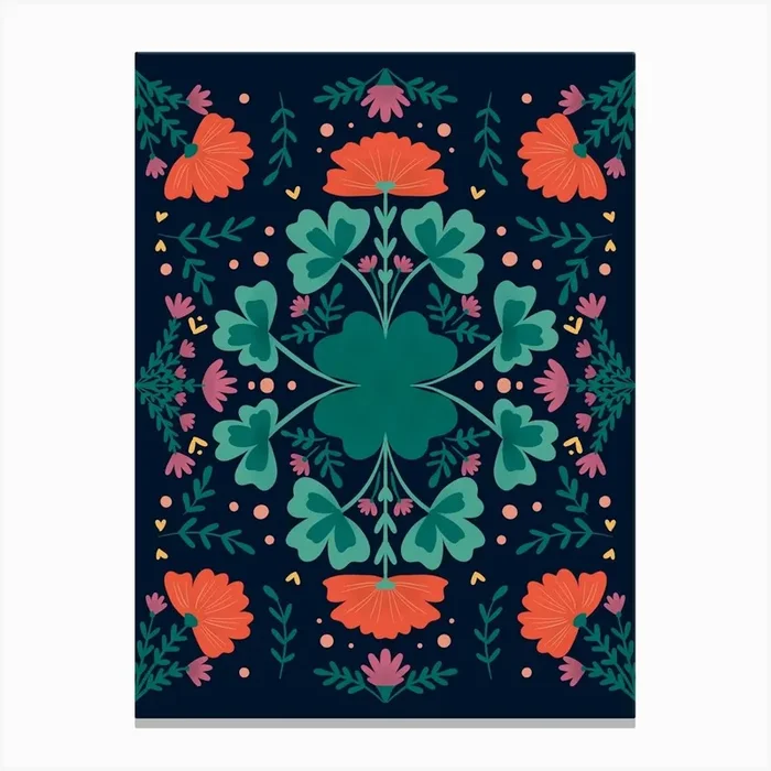Clovers And Flowers Canvas Print by Wackapacka