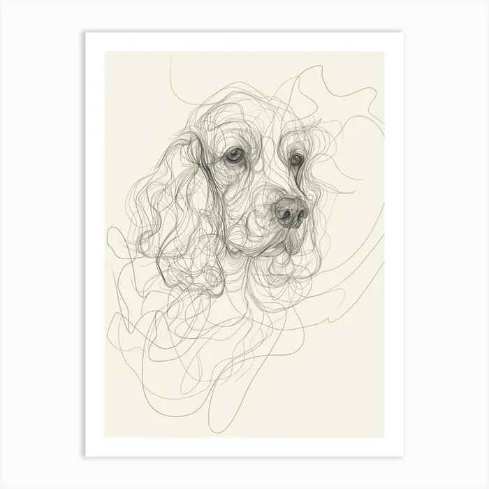 Cocker Spaniel Minimalist Line Art Monoline Illustration Art PrintMF by Mister Flanagan Design