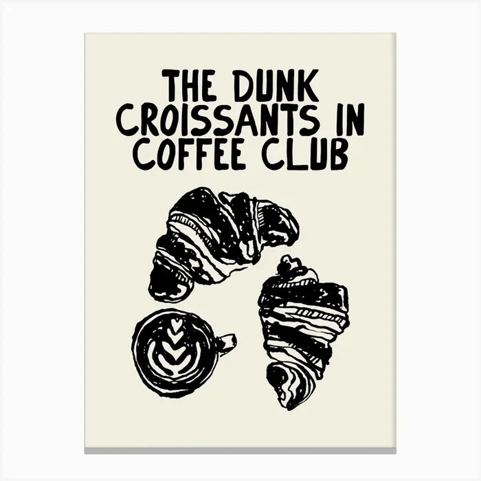 Coffee And Croissants Club Canvas PrintK by KIKIANDNIM