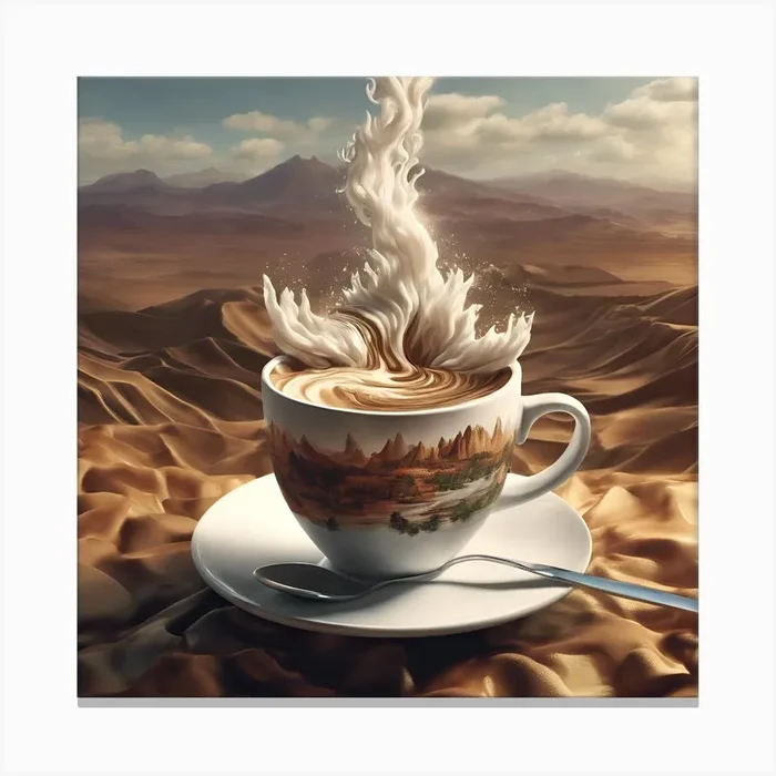 Coffee In The Desert 1 Canvas Print by Mamlika design
