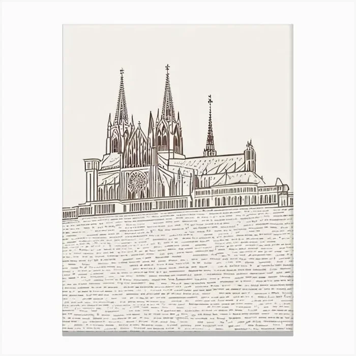 Cologne Cathedral Cologne Boho Landmark Illustration Canvas Print by Landmark Prints