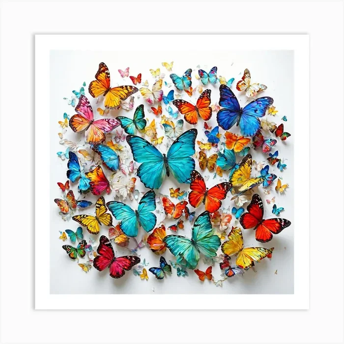 Colorful Butterflies Art Print by FATSLIM