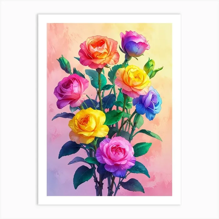 Colorful Roses Art Print by AnikArts