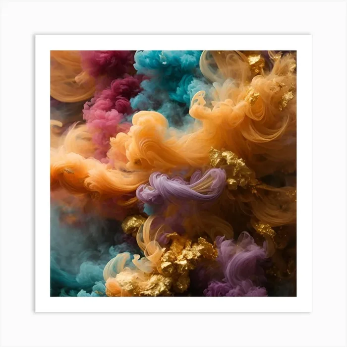colorful smoke with gold Art PrintIS by Inspire shop
