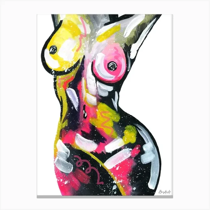 Colourful Nude Painting Canvas Print by Briony Alicia Art