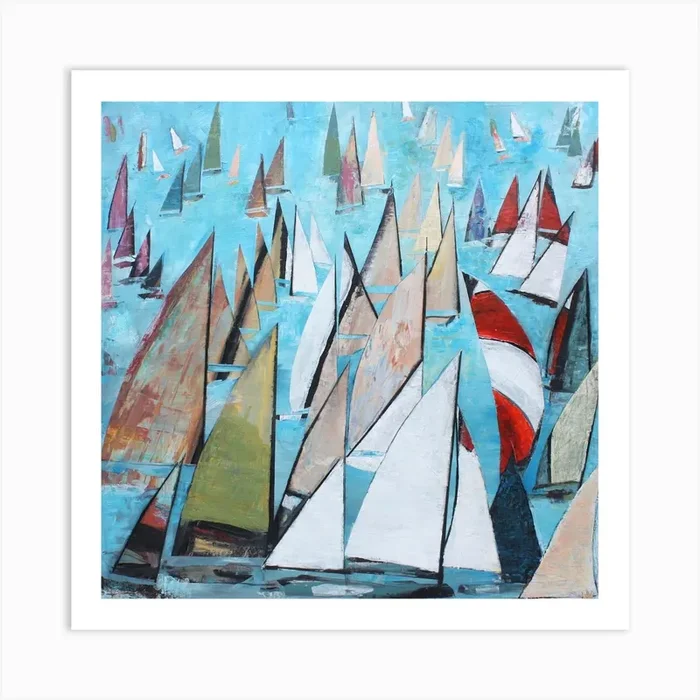 Colourful Sails Square Art Print by Monika Krömer