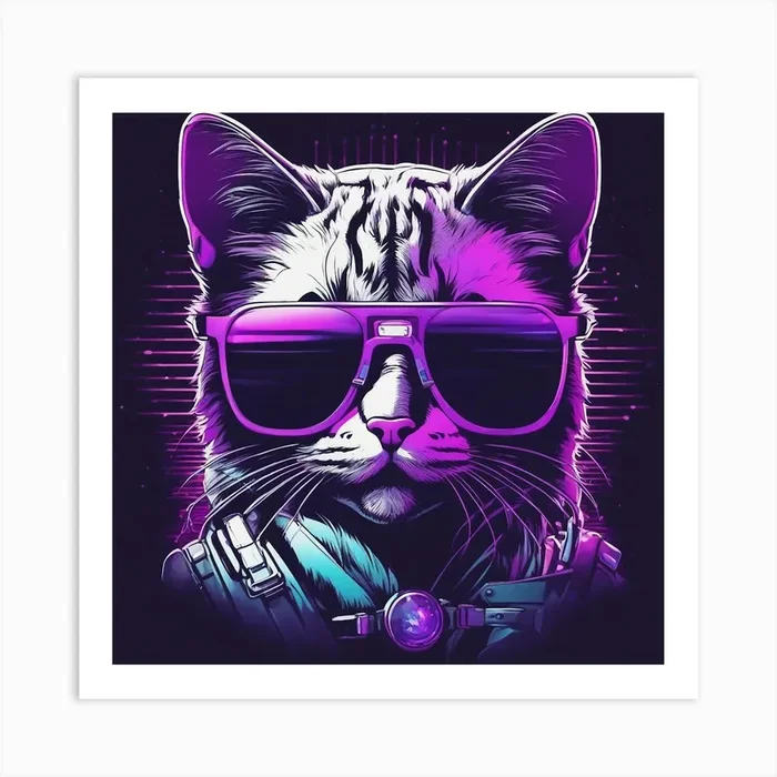 Cool Cat In Sunglasses Digital Art Art PrintC by Cats&TheFellows
