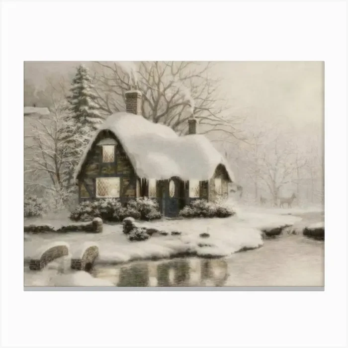 Cottage By The Water Canvas Print by Francizzy