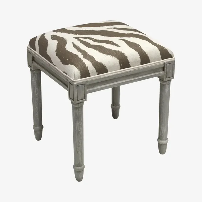 Cottage Vanity Stool – Grey – Linen – Zebra by 123Creations