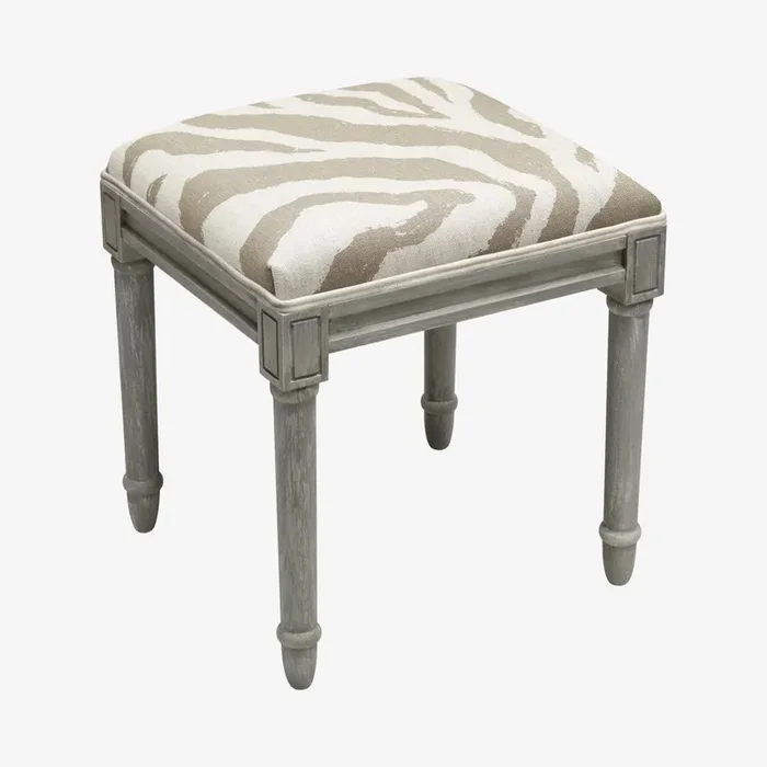 Cottage Vanity Stool – Taupe / Grey – Linen – Zebra by 123Creations