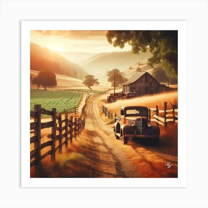 Country Road With Truck 2 001 001 Copy Art Print by Billy Wayne