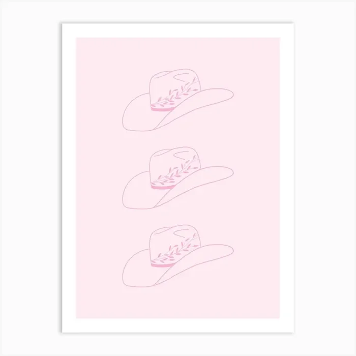 Cowboy Hats – Pink Art Print by DecemberSeven