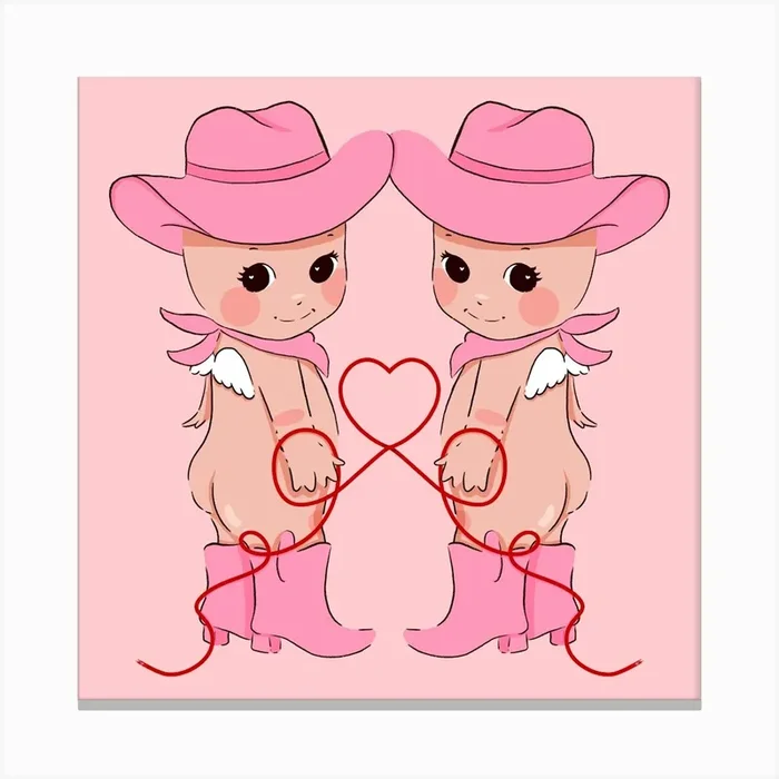 Cowgirl Cherubs | Wester Cowboy Inspired Canvas PrintKS by Kitty Strand