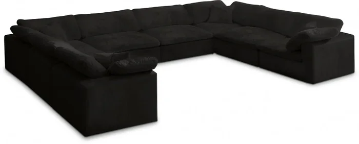 Cozy 158 ” Velvet Upholstered Overstuffed Fiber Filled Comfort Comfort 8pc. Modular Sectional