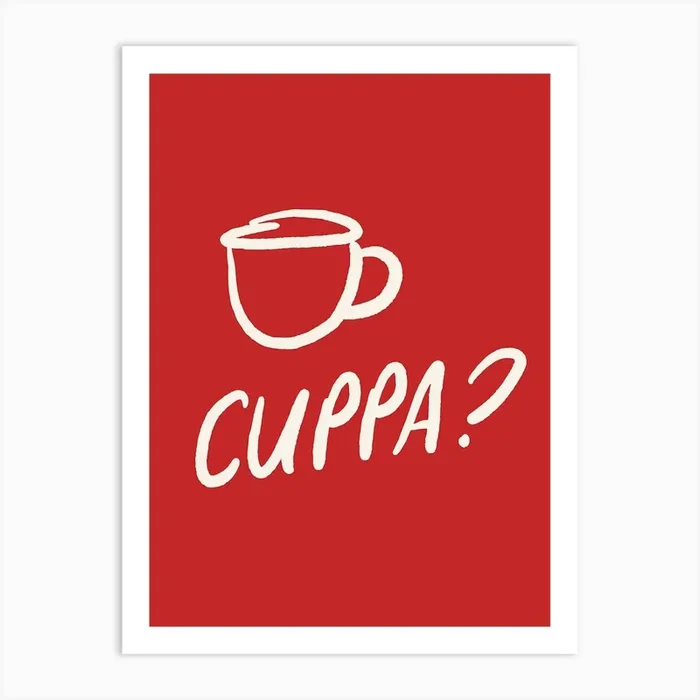 Cuppa red and cream kitchen Art Print by TheThursdayStudio