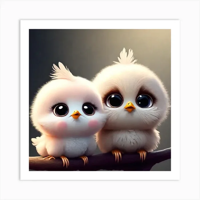 Cute Little Birds Art Print by Henky