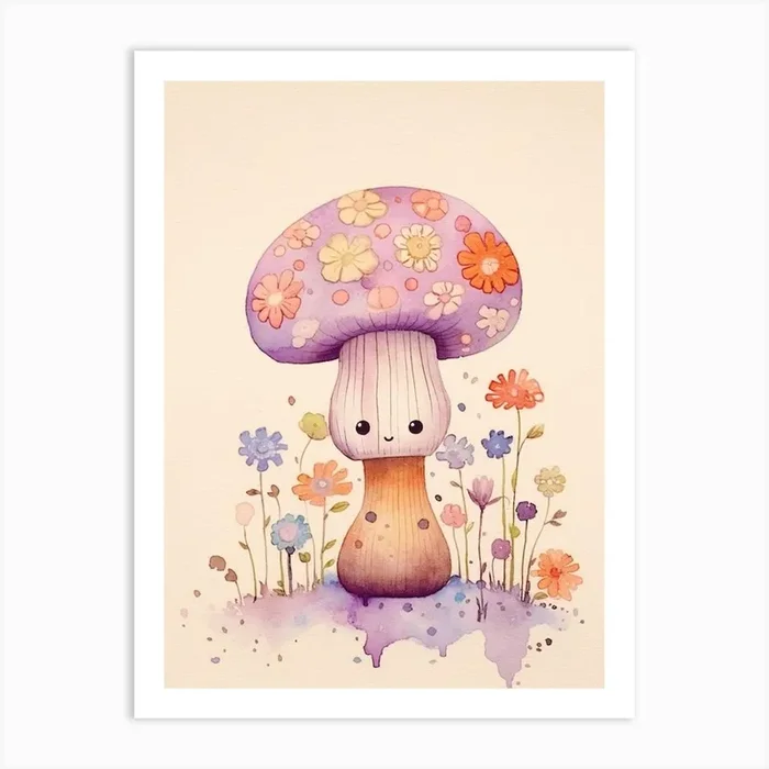 Cute Mushroom Nursery 6 Art Print by Enchanted Prints