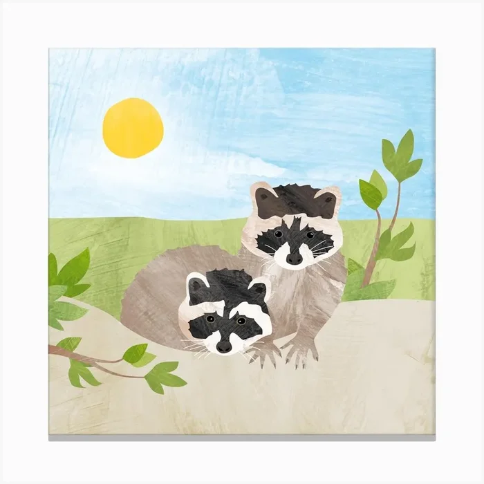 Cute Raccoons Canvas Print by Revista