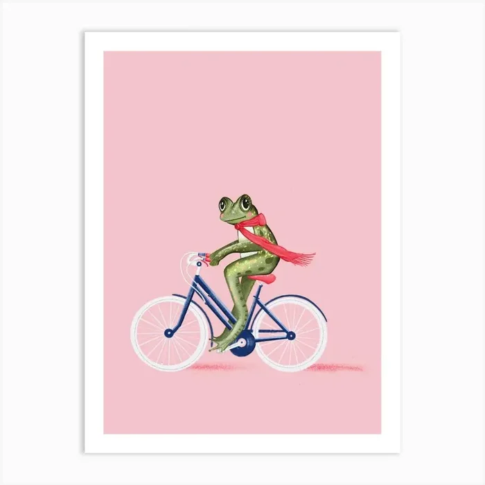 Cycling Froggy Art Print by Georgia Bacon