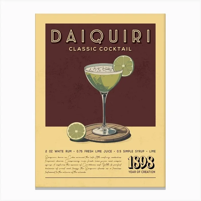Daiquiri Classic Cocktail Canvas Print by Vintaprints