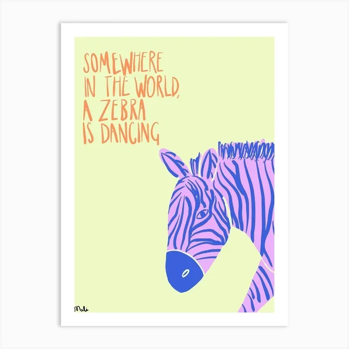 Dancing Zebra Art Print by Mali