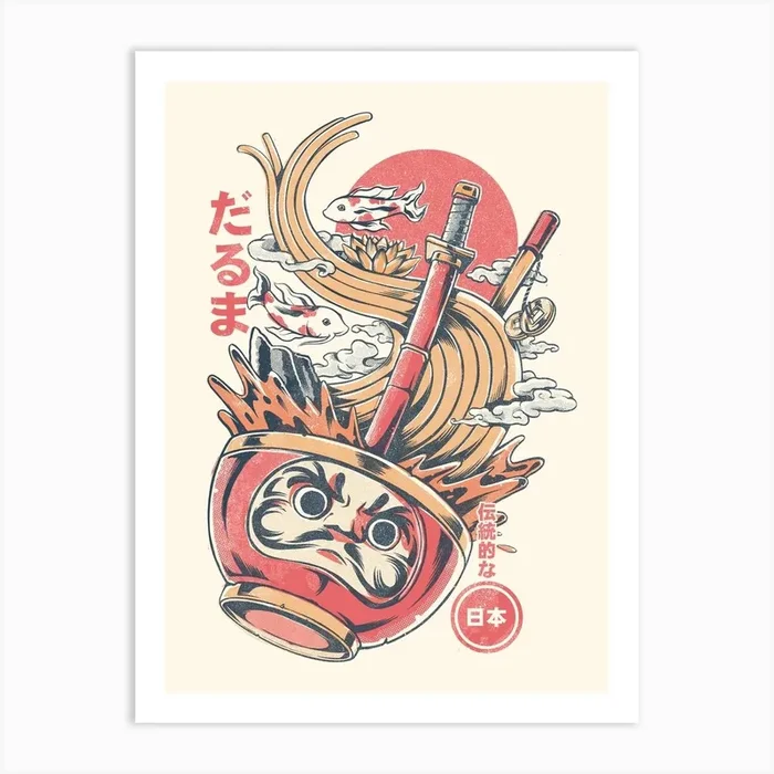 Daruma Ramen Art Print by ilustrata