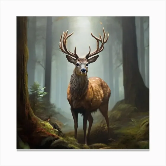 Deer In The Forest Canvas Print by Alfredo