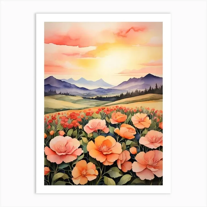 Default A Vividly Serene Painting Depicts A Breathtaking Sunse 0 2 Art Print by Fantasy24