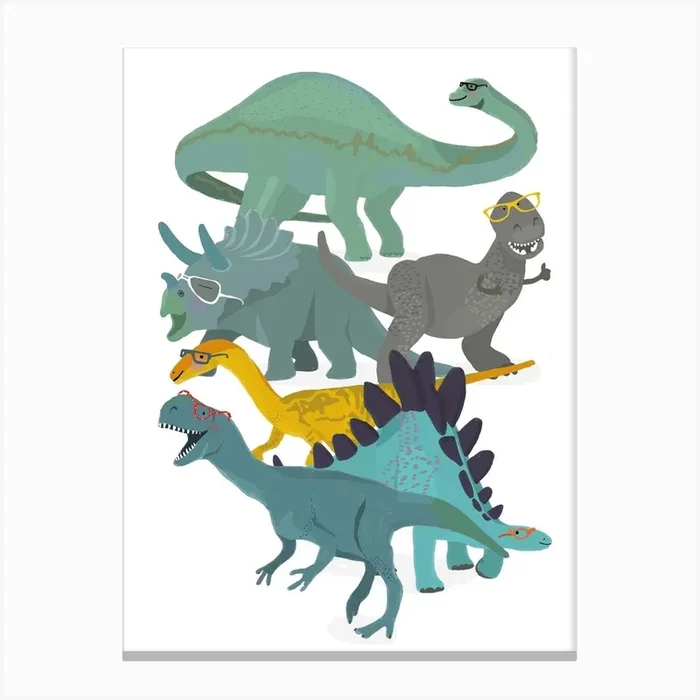 Dino In Glasses Canvas Print by Hanna Melin