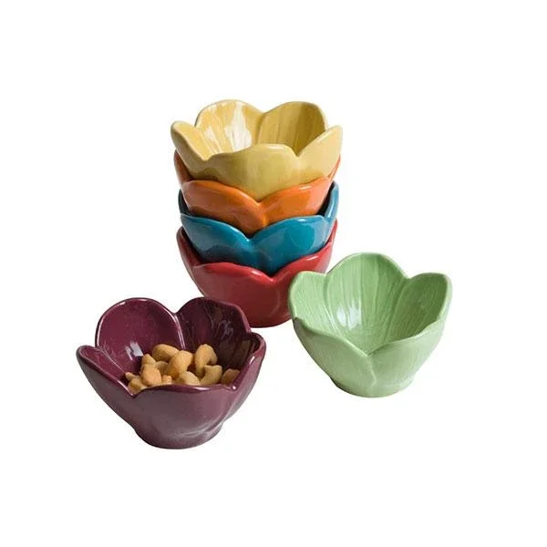 Dipping Dish Bowl Set – Set of 6 – Blossom Bowls – Colorful