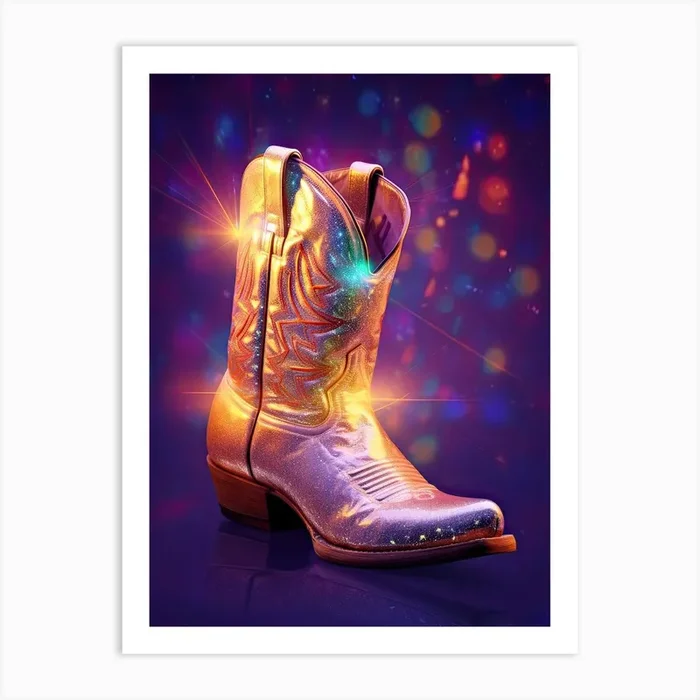 Disco Fever Rainbow Cowboy Boots 1 Art Print by Disco Fever