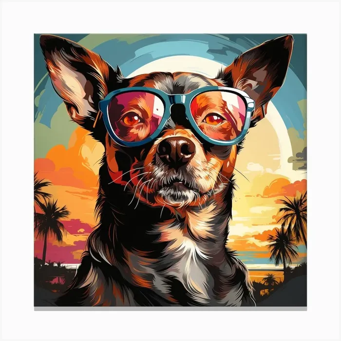 Dog In Sunglasses 5 Canvas Print by Kimmie Marie