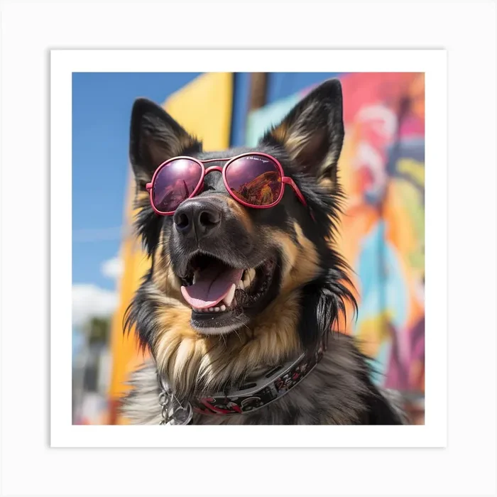 Dog Wearing Sunglasses Art Print by Kimmie Marie