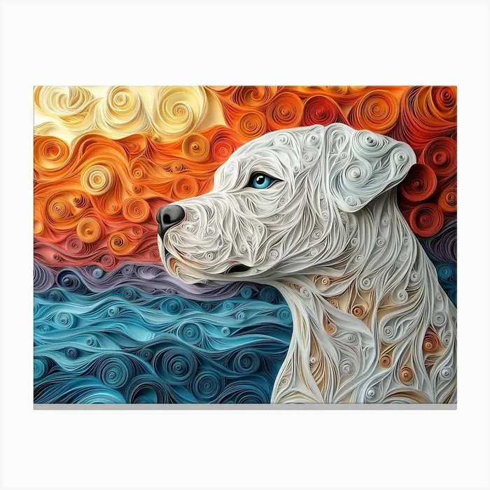 Dogo Argentino Paper Quilling Dog Portrait Canvas Print by der Mumpitz