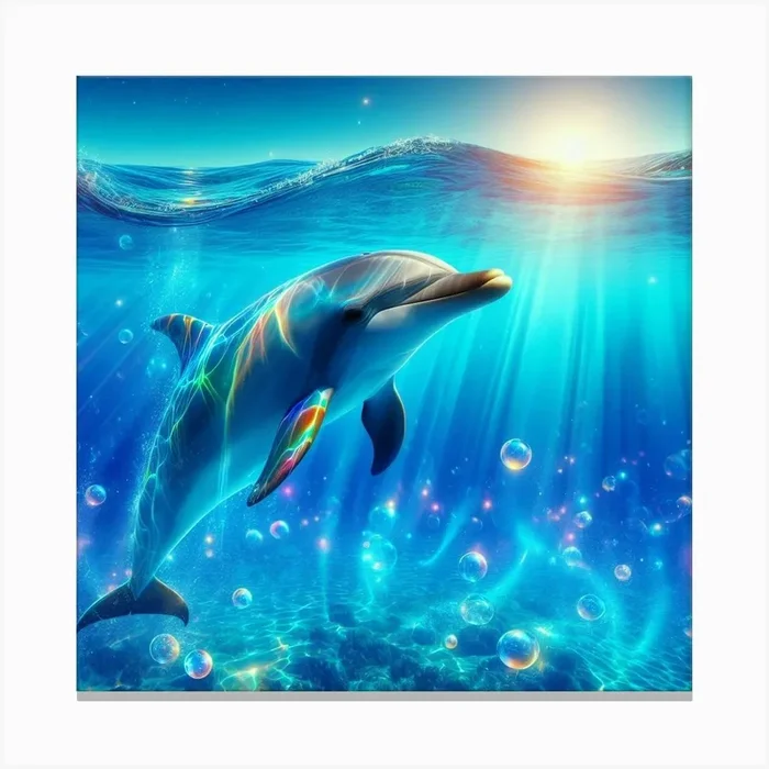 Dolphin In The Ocean Canvas Print by Vivid Imagination