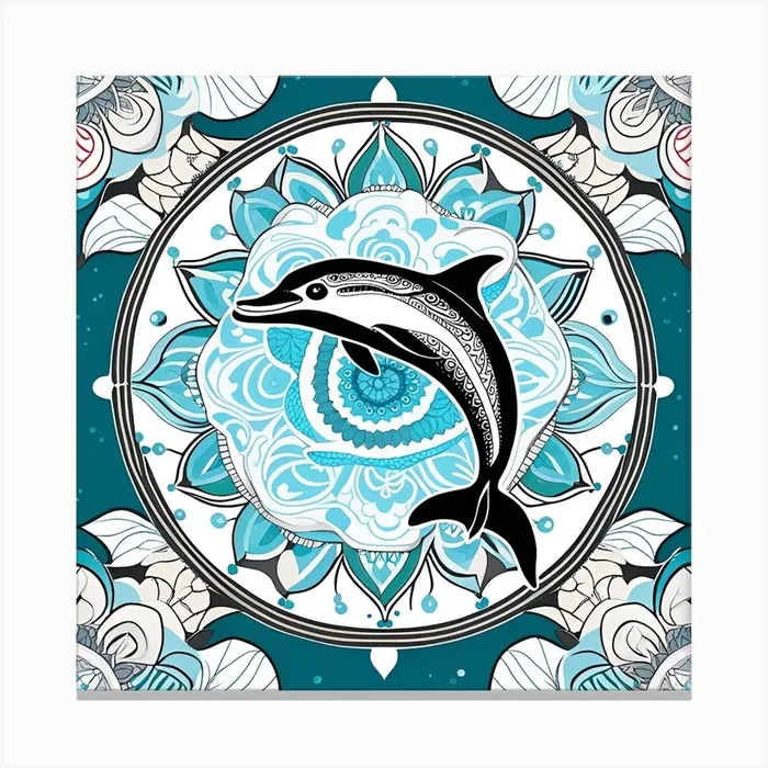 Dolphin Mandala Canvas PrintDD by Diggit Designs