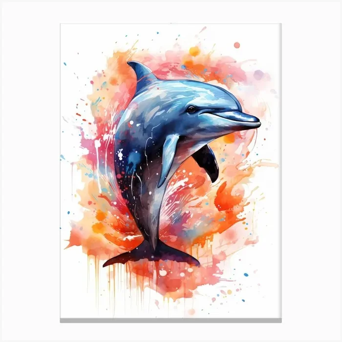 Dolphin Painting Canvas Print by Fotkrat